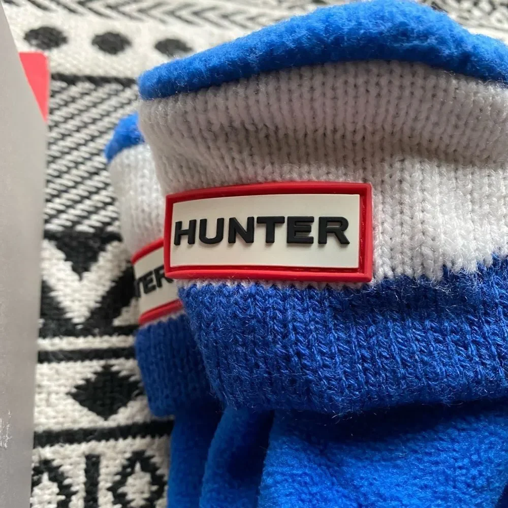 Hunter Kids Blue Fleece Boot Socks with Knitting